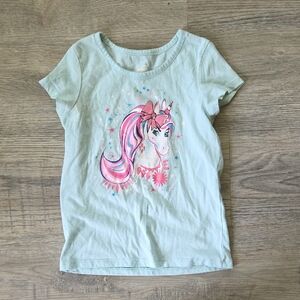Blue Short Sleeve Tee with Unicorn Design